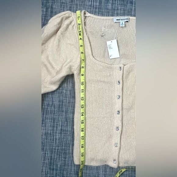 Urban Outfitters Ashley Puff Sleeve Cardigan in Neutral - Picture 11 of 12
